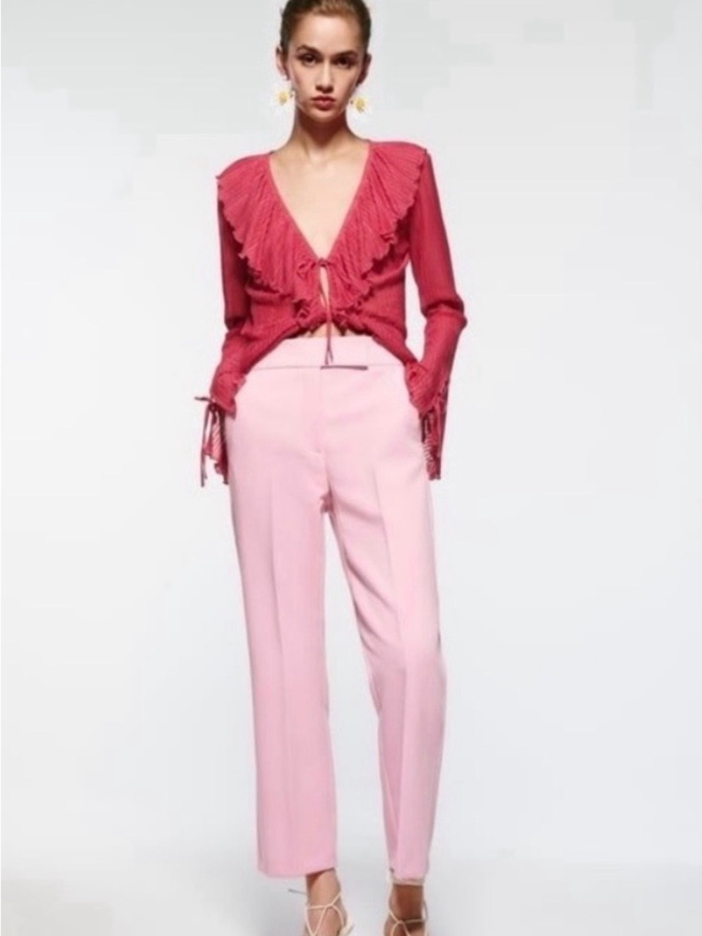Beautiful ZARA Blush Pink High Rise Ankle Pants -Size Large